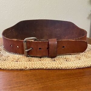 Vintage Bucheimer Men's Brown Leather Weightlifting Belt 42” End To End 3M